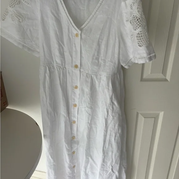 Madewell Cassie Linen Eyelet Midi Dress - Picture 3 of 3